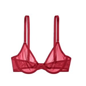 CUUP The Plunge Mesh underwire bra in cerise - 30 / C